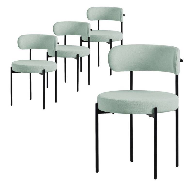 ML-DESIGN Polsterstuhl Esszimmerstühle Gruppe Küchenstuhl aus Teddystoff mit Metallbeinen (4 St), Clubstuhl 4er Set Wohnzimmerstuhl Grün moderne Design Lounge Stuhl von ML-DESIGN