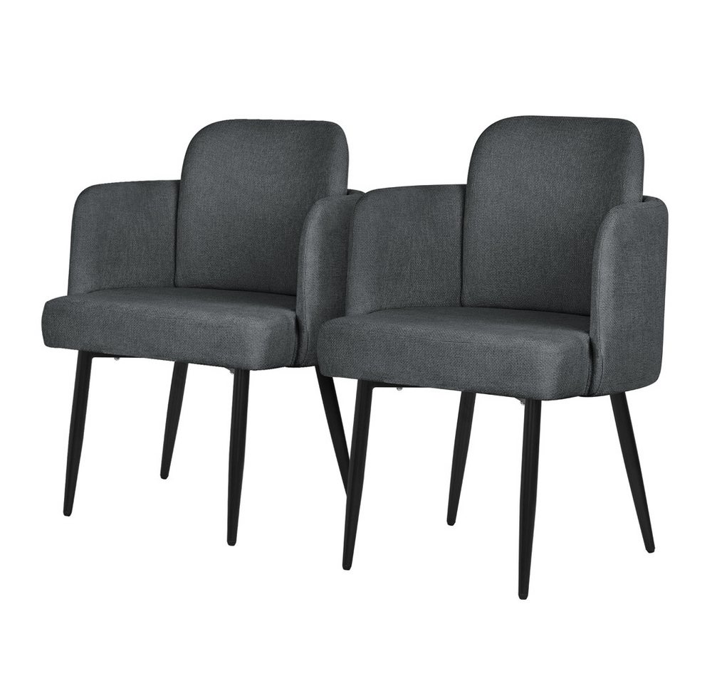 ML-DESIGN Polsterstuhl Esszimmerstühle mit Armlehne & Rückenlehne Ergonomische moderne Design (2 St), Armlehnstuhl mit Metallbeine 2er Set Anthrazit Lounge Sessel bis 120kg von ML-DESIGN