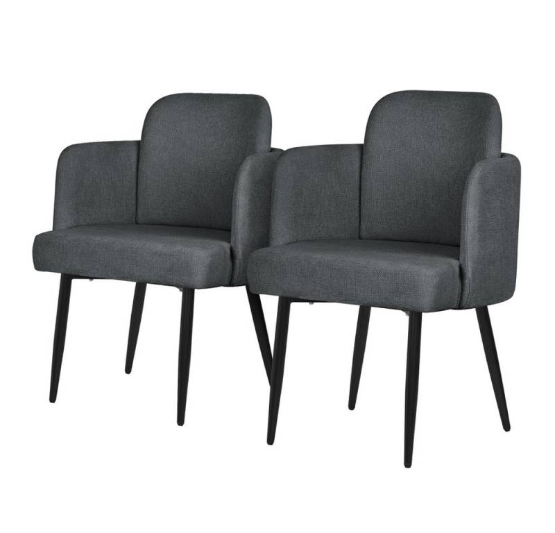ML-DESIGN Polsterstuhl Esszimmerstühle mit Armlehne & Rückenlehne Ergonomische moderne Design (2 St), Armlehnstuhl mit Metallbeine 2er Set Anthrazit Lounge Sessel bis 120kg von ML-DESIGN