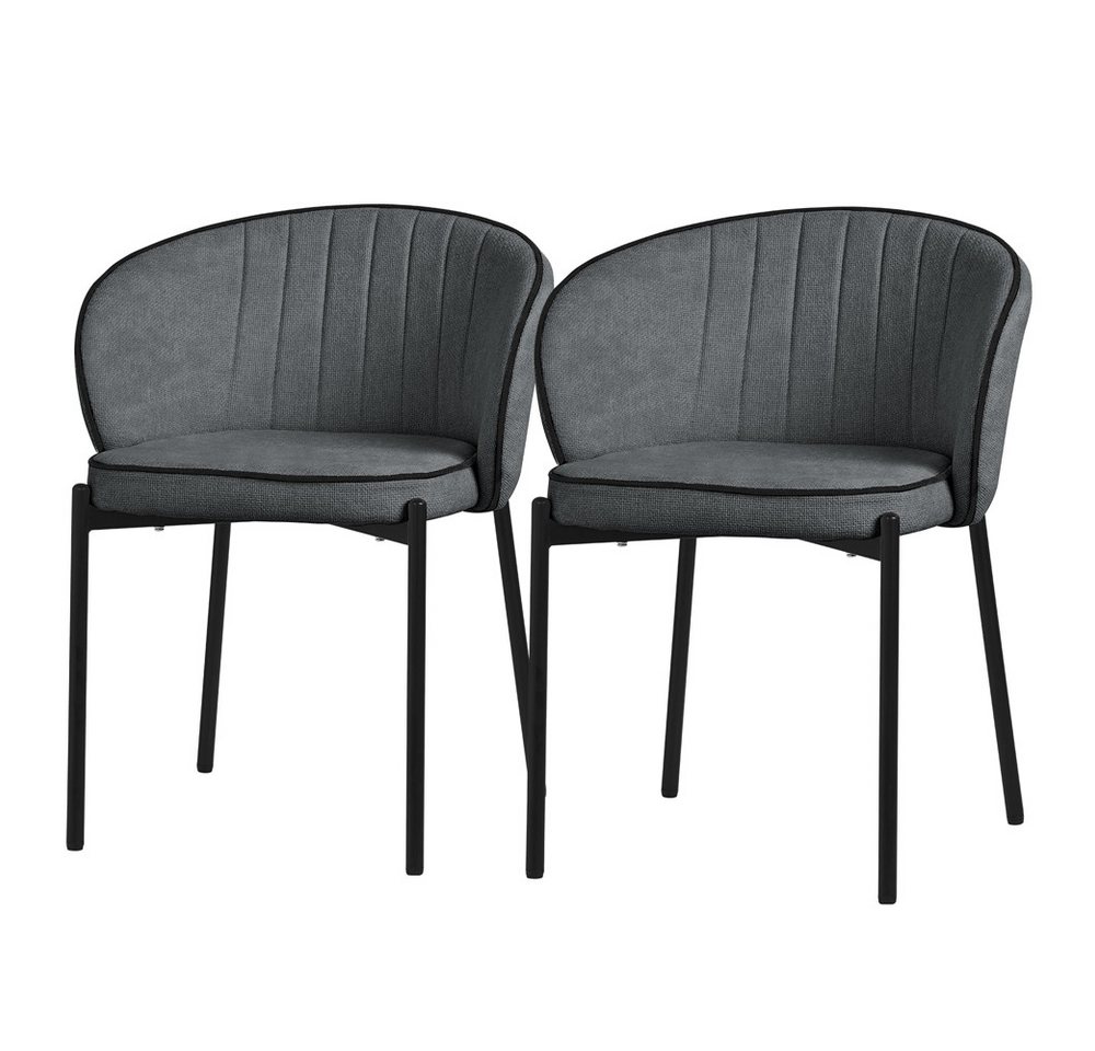 ML-DESIGN Polsterstuhl Esszimmerstühle mit Armlehne & Rückenlehne Ergonomische moderne Design (2 St), Armlehnstuhl mit Metallbeine 2er Set Anthrazit Lounge Sessel bis 120kg von ML-DESIGN