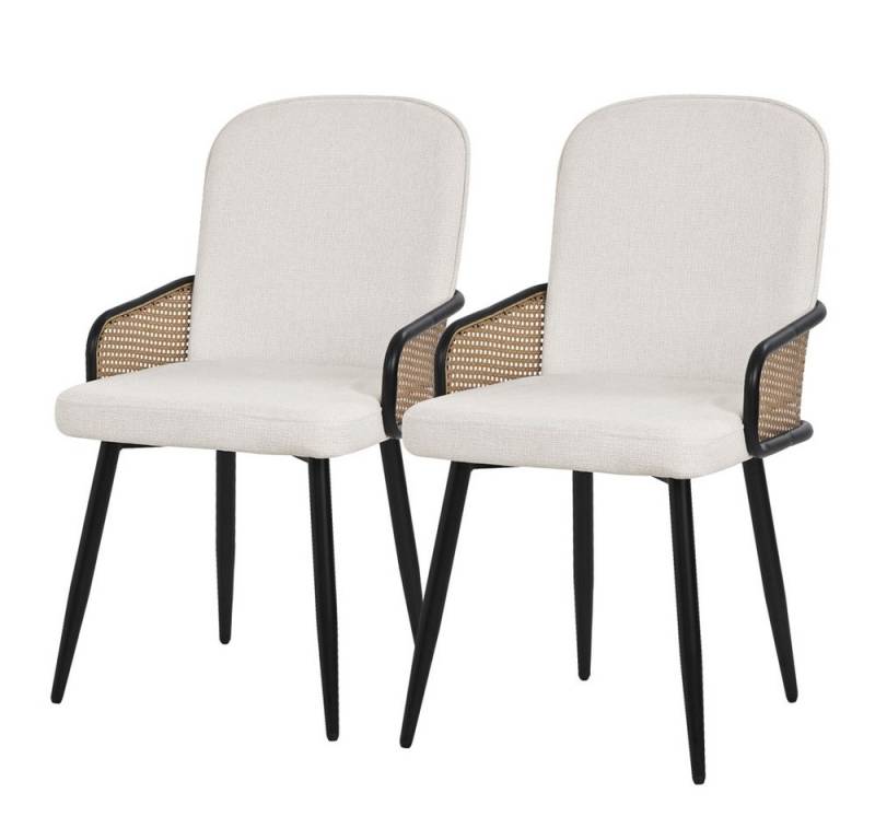 ML-DESIGN Polsterstuhl Esszimmerstühle mit Armlehne & Rückenlehne Ergonomische moderne Design (2 St), Armlehnstuhl mit Metallbeine 2er Set Beige Lounge Sessel bis 120 kg von ML-DESIGN
