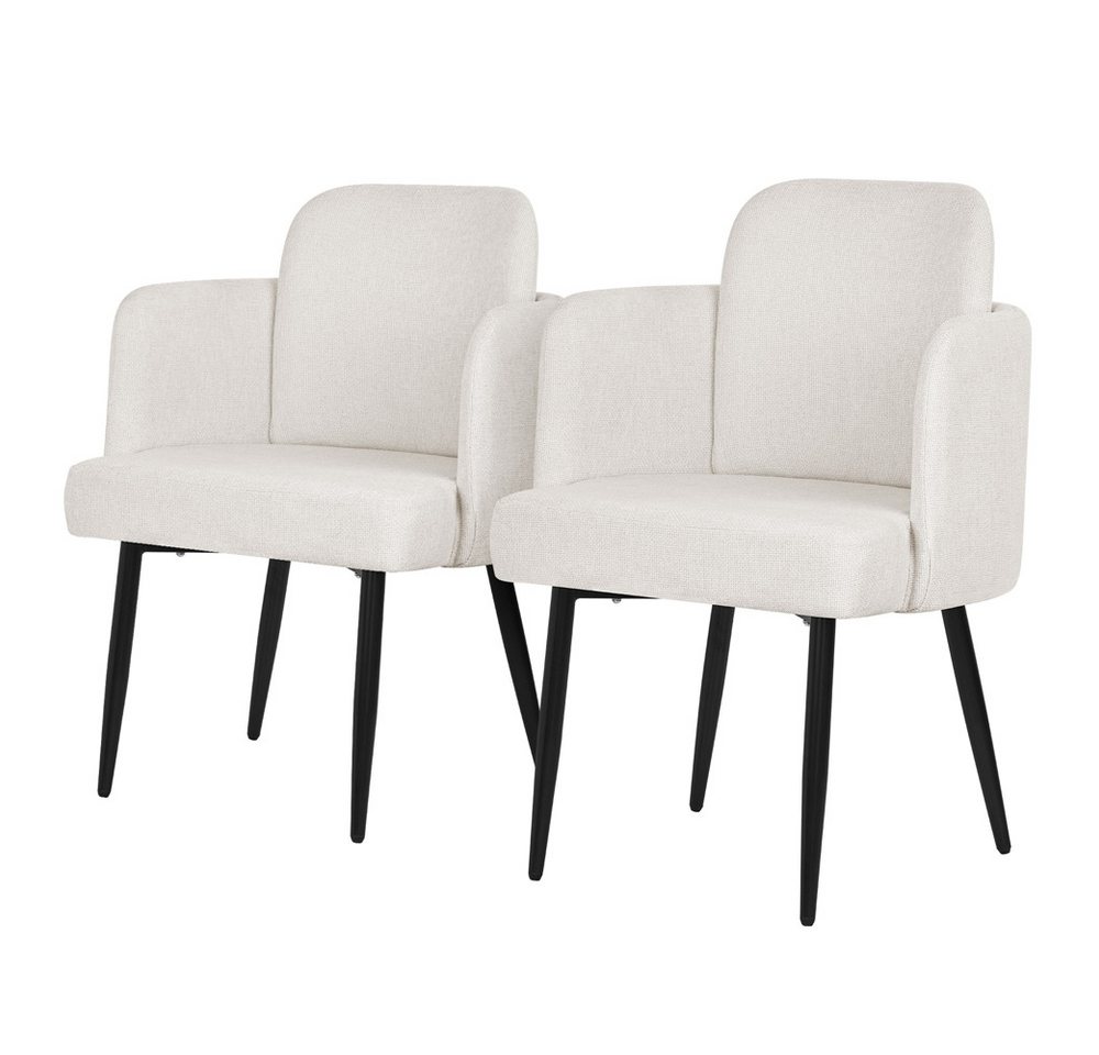 ML-DESIGN Polsterstuhl Esszimmerstühle mit Armlehne & Rückenlehne Ergonomische moderne Design (2 St), Armlehnstuhl mit Metallbeine 2er Set Beige Lounge Sessel bis 120kg von ML-DESIGN