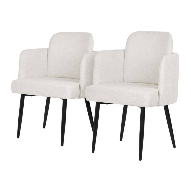ML-DESIGN Polsterstuhl Esszimmerstühle mit Armlehne & Rückenlehne Ergonomische moderne Design (2 St), Armlehnstuhl mit Metallbeine 2er Set Beige Lounge Sessel bis 120kg von ML-DESIGN