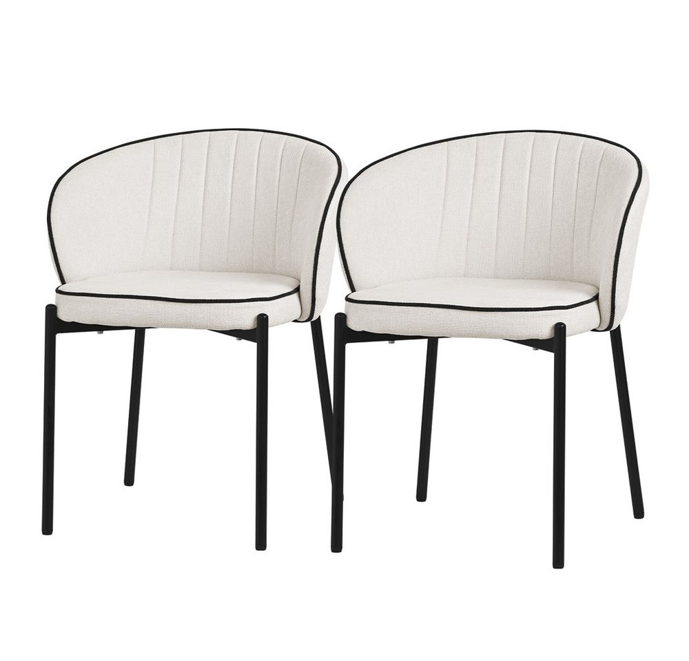 ML-DESIGN Polsterstuhl Esszimmerstühle mit Armlehne & Rückenlehne Ergonomische moderne Design (2 St), Armlehnstuhl mit Metallbeine 2er Set Beige Lounge Sessel bis 120kg von ML-DESIGN