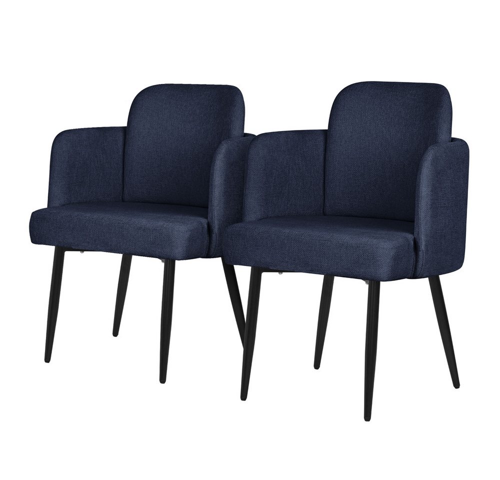 ML-DESIGN Polsterstuhl Esszimmerstühle mit Armlehne & Rückenlehne Ergonomische moderne Design (2 St), Armlehnstuhl mit Metallbeine 2er Set Dunkelblau Lounge Sessel Stühle von ML-DESIGN