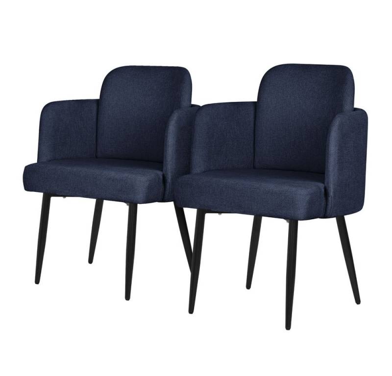 ML-DESIGN Polsterstuhl Esszimmerstühle mit Armlehne & Rückenlehne Ergonomische moderne Design (2 St), Armlehnstuhl mit Metallbeine 2er Set Dunkelblau Lounge Sessel Stühle von ML-DESIGN