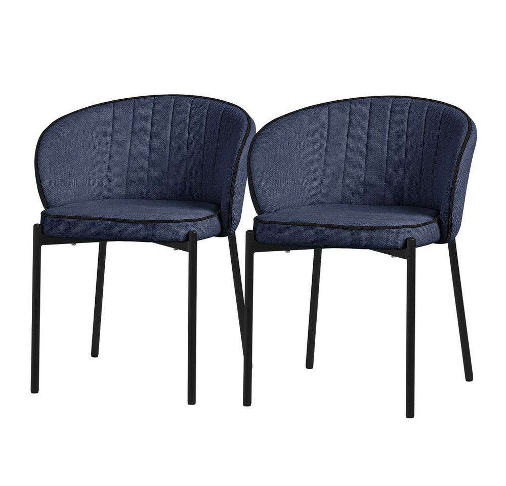 ML-DESIGN Polsterstuhl Esszimmerstühle mit Armlehne & Rückenlehne Ergonomische moderne Design (2 St), Armlehnstuhl mit Metallbeine 2er Set Dunkelblau Loungesessel bis 120kg von ML-DESIGN