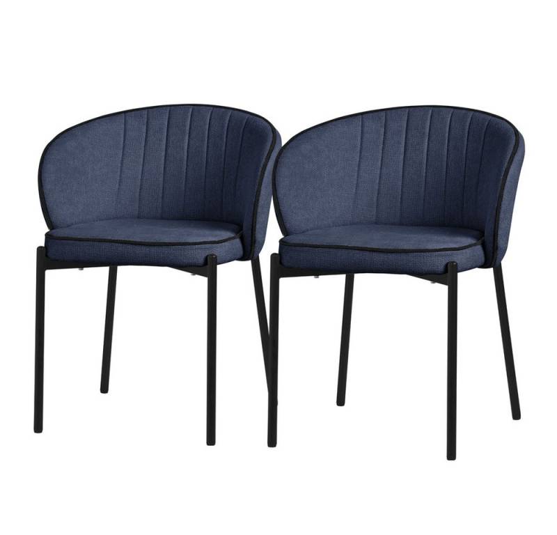 ML-DESIGN Polsterstuhl Esszimmerstühle mit Armlehne & Rückenlehne Ergonomische moderne Design (2 St), Armlehnstuhl mit Metallbeine 2er Set Dunkelblau Loungesessel bis 120kg von ML-DESIGN