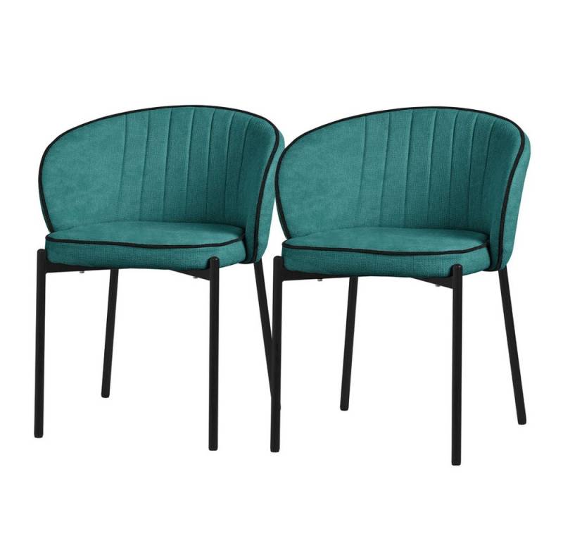 ML-DESIGN Polsterstuhl Esszimmerstühle mit Armlehne & Rückenlehne Ergonomische moderne Design (2 St), Armlehnstuhl mit Metallbeine 2er Set Petrol Lounge Sessel bis 120kg von ML-DESIGN