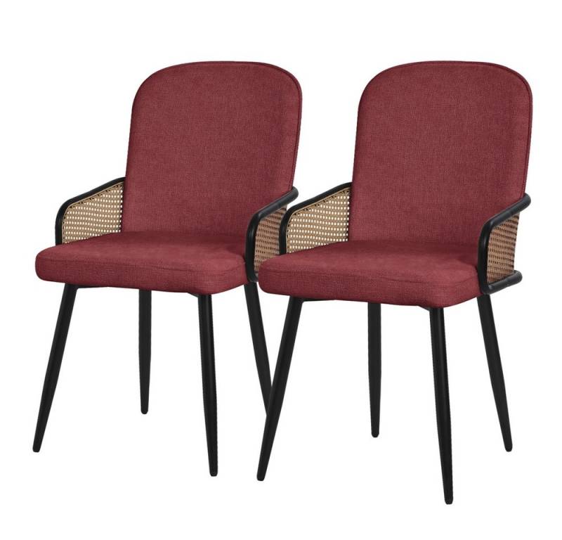 ML-DESIGN Polsterstuhl Esszimmerstühle mit Armlehne & Rückenlehne Ergonomische moderne Design (2 St), Armlehnstuhl mit Metallbeine 2er Set Rot Lounge Sessel bis 120 kg von ML-DESIGN