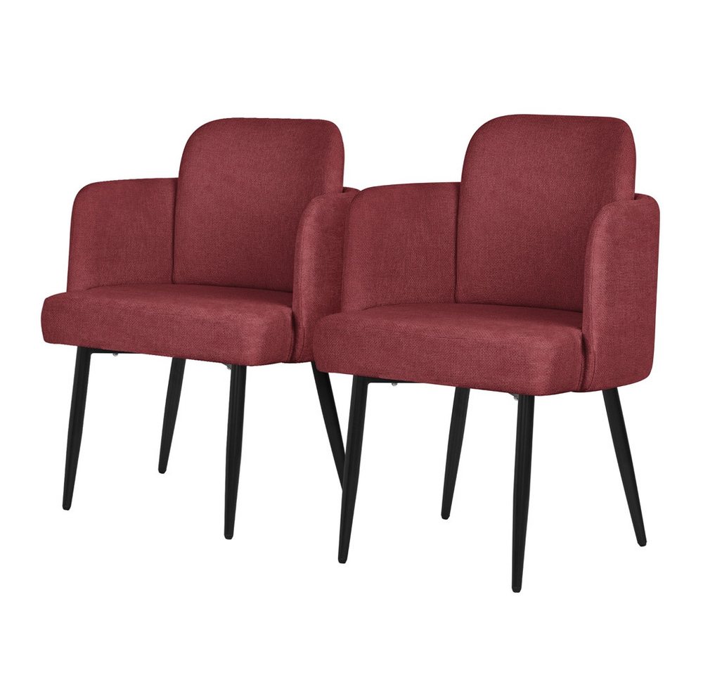 ML-DESIGN Polsterstuhl Esszimmerstühle mit Armlehne & Rückenlehne Ergonomische moderne Design (2 St), Armlehnstuhl mit Metallbeine 2er Set Rot Lounge Sessel bis 120kg von ML-DESIGN