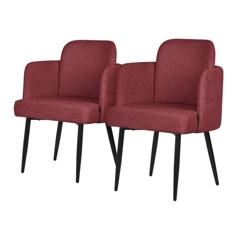 ML-DESIGN Polsterstuhl Esszimmerstühle mit Armlehne & Rückenlehne Ergonomische moderne Design (2 St), Armlehnstuhl mit Metallbeine 2er Set Rot Lounge Sessel bis 120kg von ML-DESIGN