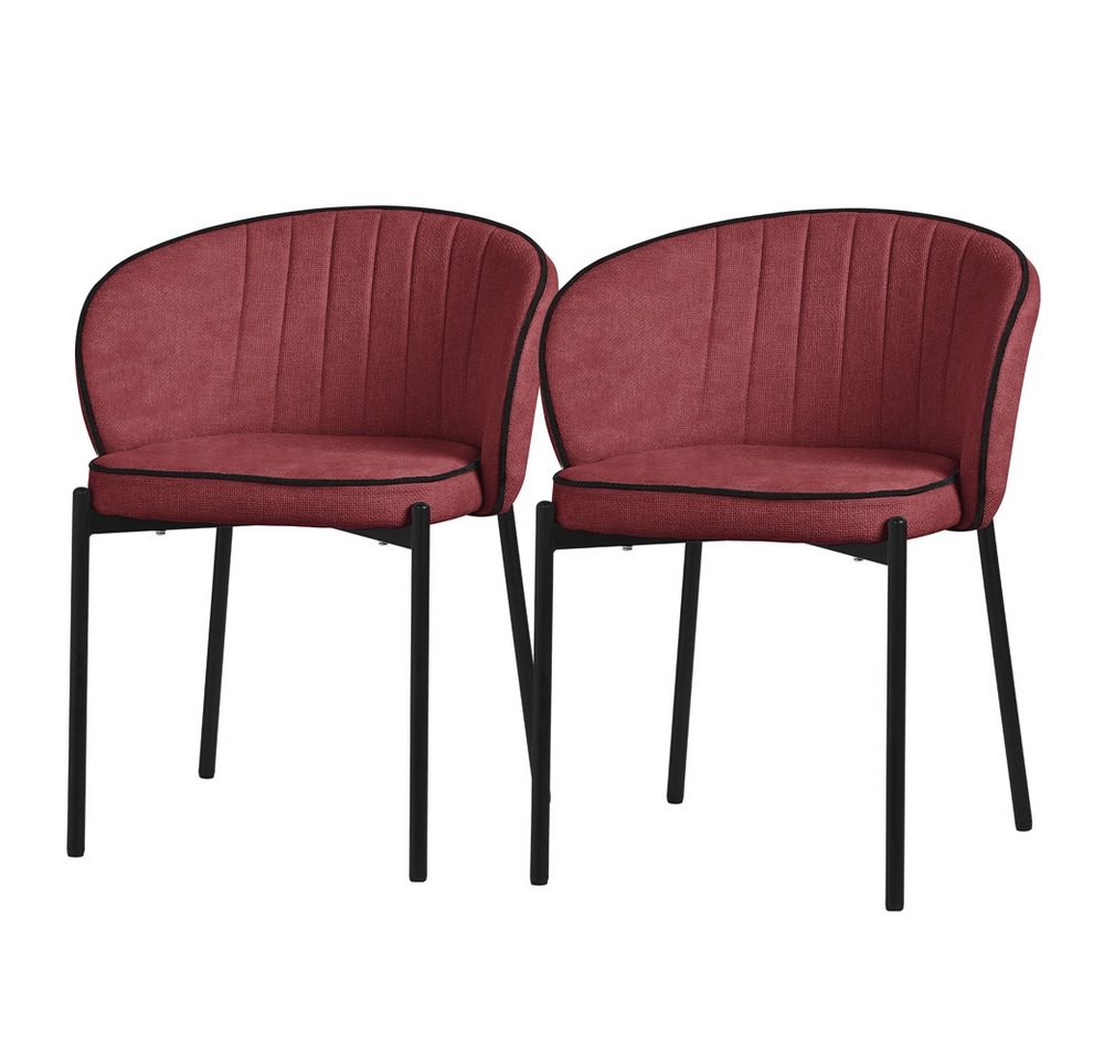 ML-DESIGN Polsterstuhl Esszimmerstühle mit Armlehne & Rückenlehne Ergonomische moderne Design (2 St), Armlehnstuhl mit Metallbeine 2er Set Rot Lounge Sessel bis 120kg von ML-DESIGN
