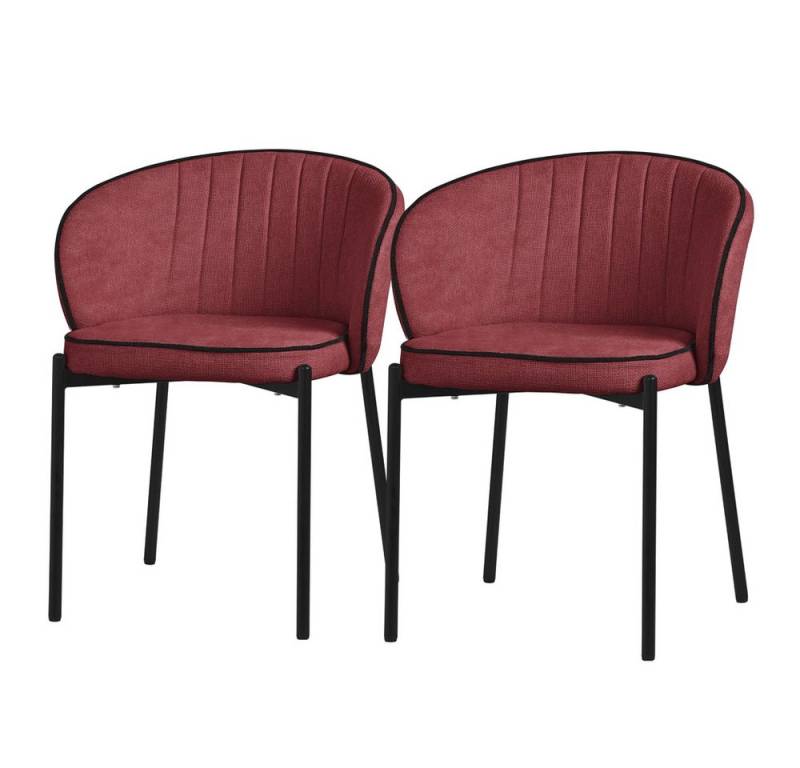ML-DESIGN Polsterstuhl Esszimmerstühle mit Armlehne & Rückenlehne Ergonomische moderne Design (2 St), Armlehnstuhl mit Metallbeine 2er Set Rot Lounge Sessel bis 120kg von ML-DESIGN