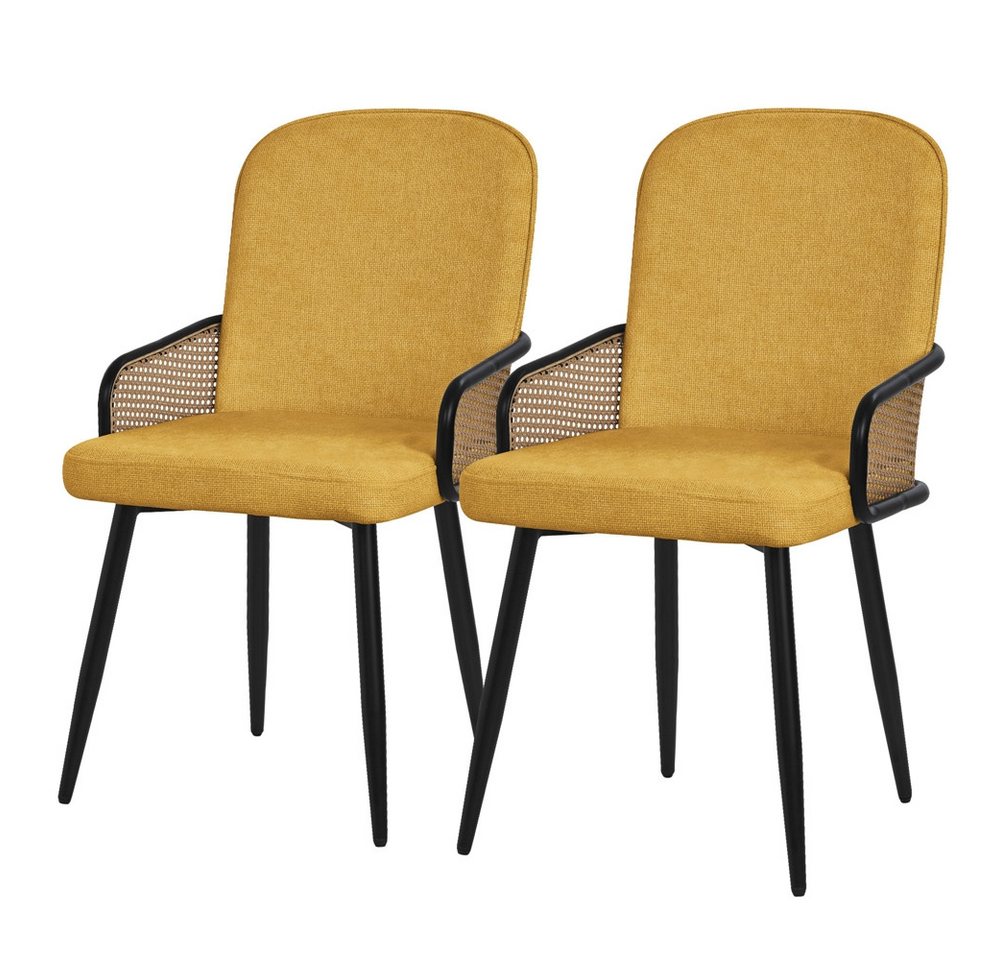 ML-DESIGN Polsterstuhl Esszimmerstühle mit Armlehne & Rückenlehne Ergonomische moderne Design (2 St), Armlehnstuhl mit Metallbeine 2er Set Senf Lounge Sessel bis 120 kg von ML-DESIGN