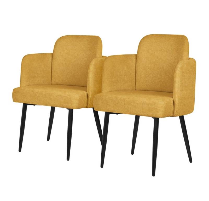 ML-DESIGN Polsterstuhl Esszimmerstühle mit Armlehne & Rückenlehne Ergonomische moderne Design (2 St), Armlehnstuhl mit Metallbeine 2er Set Senf Lounge Sessel bis 120kg von ML-DESIGN