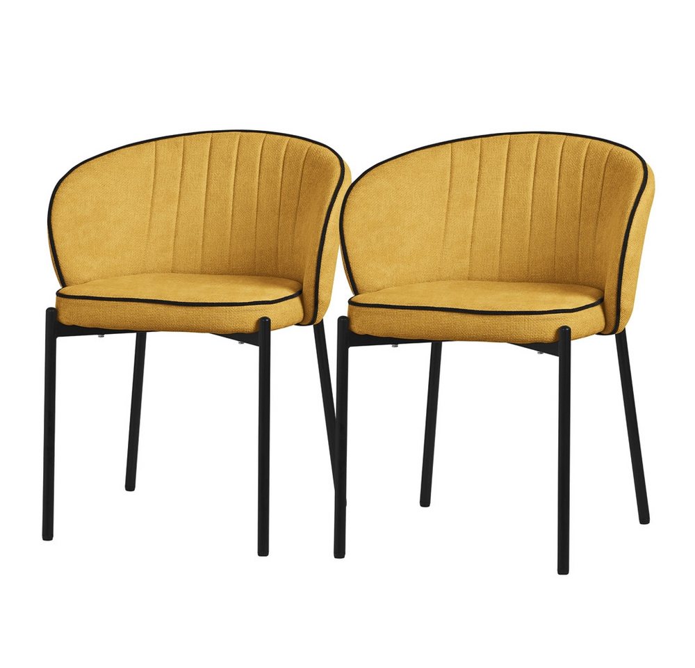 ML-DESIGN Polsterstuhl Esszimmerstühle mit Armlehne & Rückenlehne Ergonomische moderne Design (2 St), Armlehnstuhl mit Metallbeine 2er Set Senf Lounge Sessel bis 120kg von ML-DESIGN
