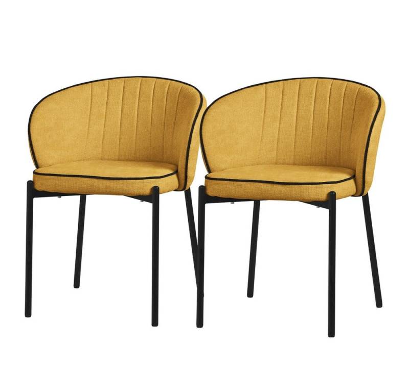 ML-DESIGN Polsterstuhl Esszimmerstühle mit Armlehne & Rückenlehne Ergonomische moderne Design (2 St), Armlehnstuhl mit Metallbeine 2er Set Senf Lounge Sessel bis 120kg von ML-DESIGN