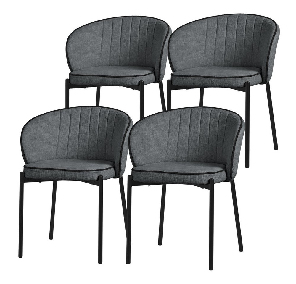 ML-DESIGN Polsterstuhl Esszimmerstühle mit Armlehne & Rückenlehne Ergonomische moderne Design (4 St), Armlehnstuhl mit Metallbeine 4er Set Anthrazit Lounge Sessel bis 120kg von ML-DESIGN