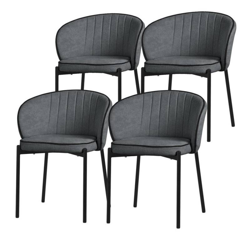ML-DESIGN Polsterstuhl Esszimmerstühle mit Armlehne & Rückenlehne Ergonomische moderne Design (4 St), Armlehnstuhl mit Metallbeine 4er Set Anthrazit Lounge Sessel bis 120kg von ML-DESIGN