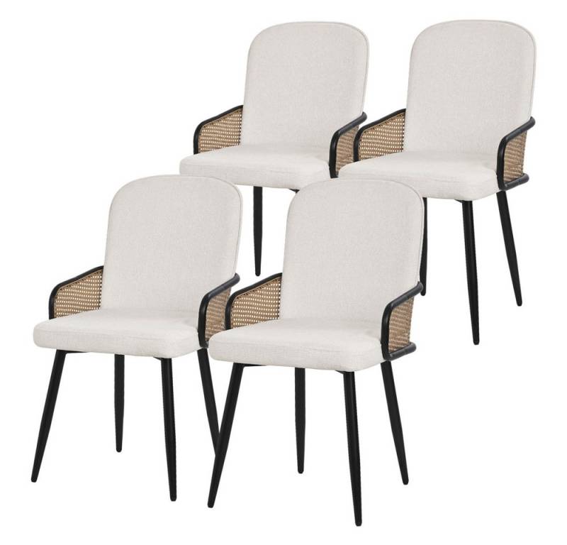 ML-DESIGN Polsterstuhl Esszimmerstühle mit Armlehne & Rückenlehne Ergonomische moderne Design (4 St), Armlehnstuhl mit Metallbeine 4er Set Beige Lounge Sessel bis 120 kg von ML-DESIGN