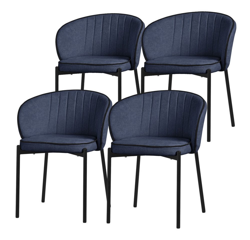 ML-DESIGN Polsterstuhl Esszimmerstühle mit Armlehne & Rückenlehne Ergonomische moderne Design (4 St), Armlehnstuhl mit Metallbeine 4er Set Dunkelblau Loungesessel bis 120kg von ML-DESIGN