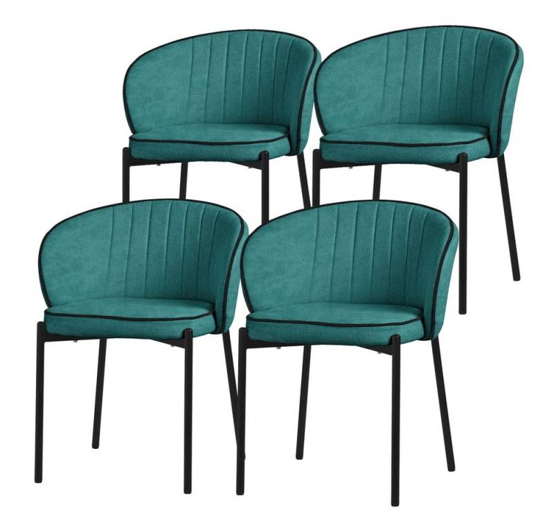 ML-DESIGN Polsterstuhl Esszimmerstühle mit Armlehne & Rückenlehne Ergonomische moderne Design (4 St), Armlehnstuhl mit Metallbeine 4er Set Petrol Lounge Sessel bis 120kg von ML-DESIGN