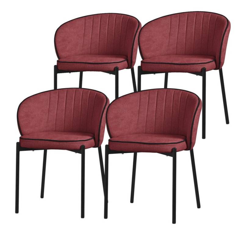 ML-DESIGN Polsterstuhl Esszimmerstühle mit Armlehne & Rückenlehne Ergonomische moderne Design (4 St), Armlehnstuhl mit Metallbeine 4er Set Rot Lounge Sessel bis 120kg von ML-DESIGN