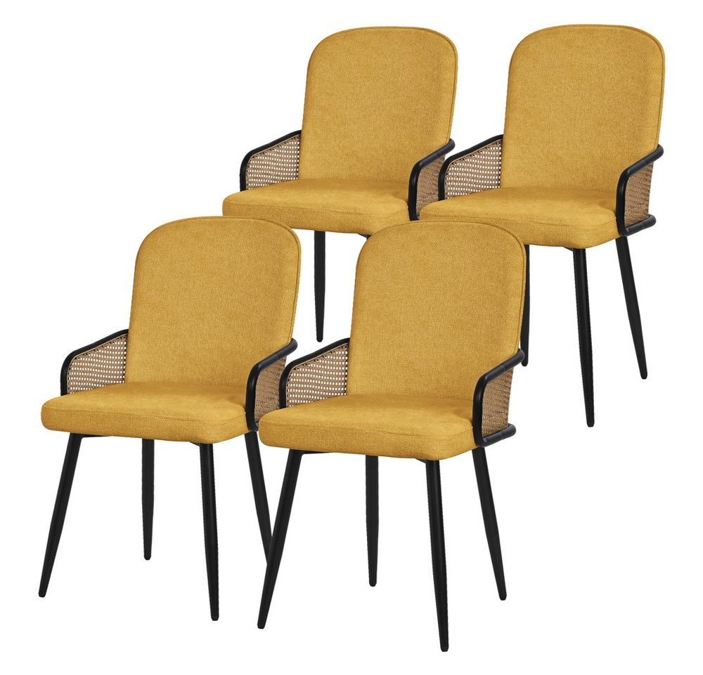 ML-DESIGN Polsterstuhl Esszimmerstühle mit Armlehne & Rückenlehne Ergonomische moderne Design (4 St), Armlehnstuhl mit Metallbeine 4er Set Senf Lounge Sessel bis 120 kg von ML-DESIGN