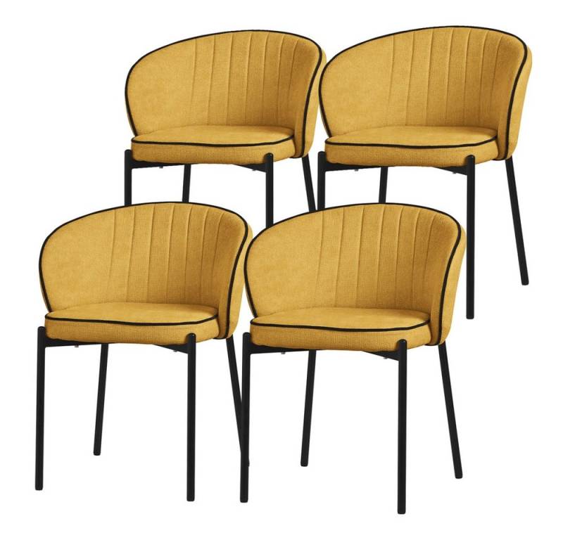 ML-DESIGN Polsterstuhl Esszimmerstühle mit Armlehne & Rückenlehne Ergonomische moderne Design (4 St), Armlehnstuhl mit Metallbeine 4er Set Senf Lounge Sessel bis 120kg von ML-DESIGN