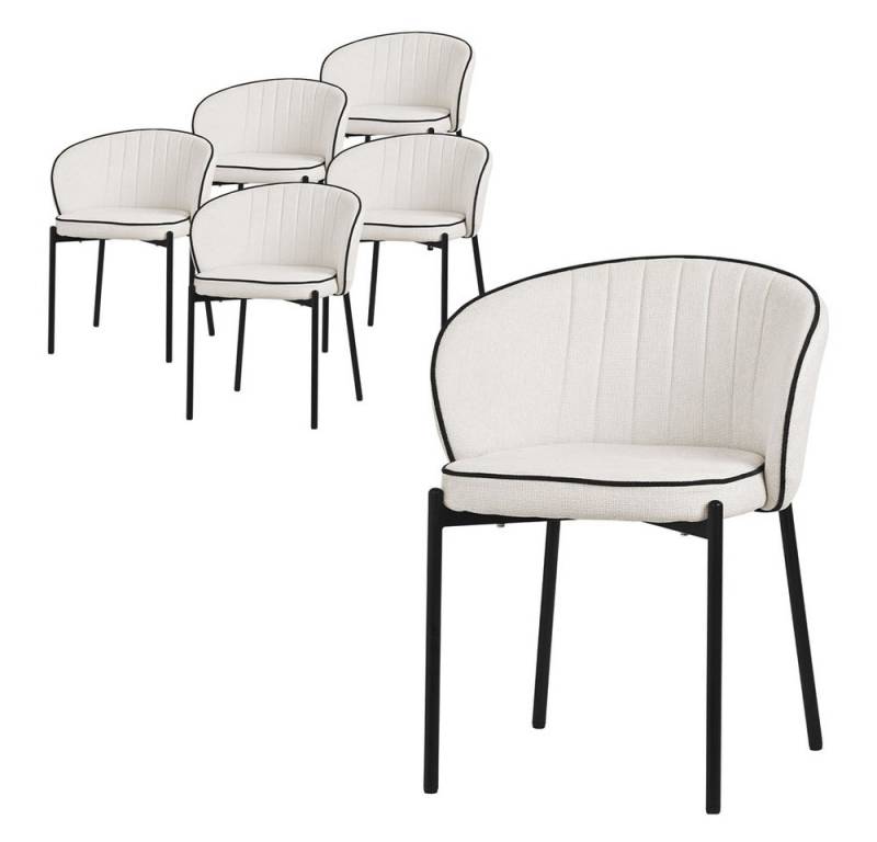 ML-DESIGN Polsterstuhl Esszimmerstühle mit Armlehne & Rückenlehne Ergonomische moderne Design (6 St), Armlehnstuhl mit Metallbeine 6er Set Beige Lounge Sessel bis 120kg von ML-DESIGN