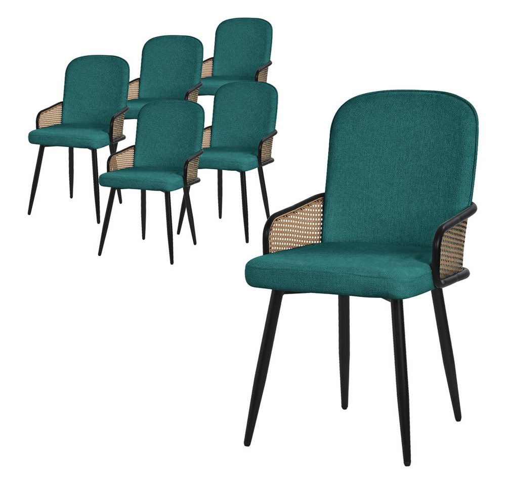 ML-DESIGN Polsterstuhl Esszimmerstühle mit Armlehne & Rückenlehne Ergonomische moderne Design (6 St), Armlehnstuhl mit Metallbeine 6er Set Petrol Lounge Sessel bis 120 kg von ML-DESIGN