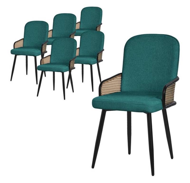 ML-DESIGN Polsterstuhl Esszimmerstühle mit Armlehne & Rückenlehne Ergonomische moderne Design (6 St), Armlehnstuhl mit Metallbeine 6er Set Petrol Lounge Sessel bis 120 kg von ML-DESIGN