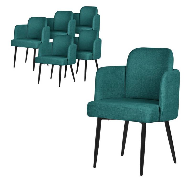ML-DESIGN Polsterstuhl Esszimmerstühle mit Armlehne & Rückenlehne Ergonomische moderne Design (6 St), Armlehnstuhl mit Metallbeine 6er Set Petrol Lounge Sessel bis 120 kg von ML-DESIGN