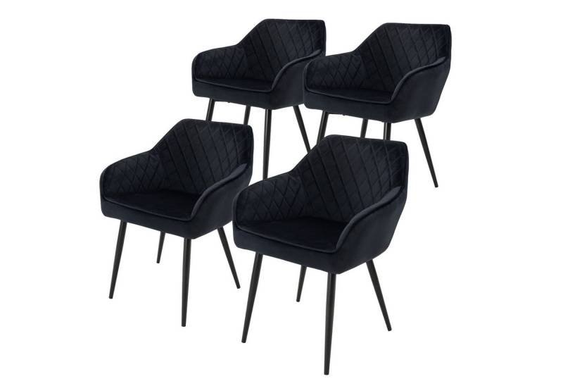 ML-DESIGN Polsterstuhl Esszimmerstühle mit Rücken- & Armlehne moderne Design Küchenstühle (4 St), Esstischstühle 4er Set Samt Bezug Schwarz Wohnzimmerstuhl bis 120 kg von ML-DESIGN