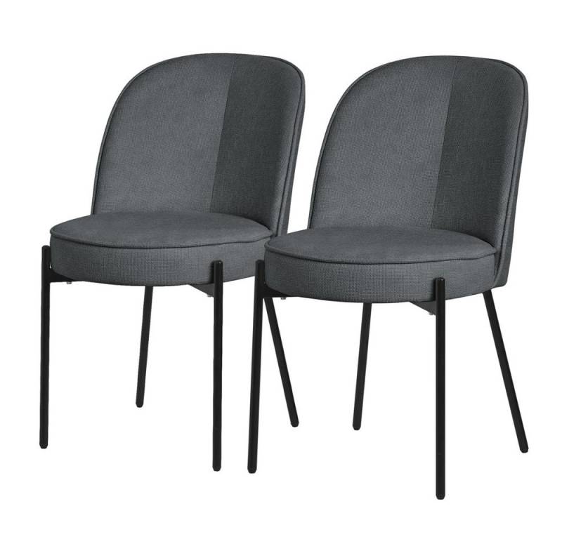 ML-DESIGN Polsterstuhl Esszimmerstühle mit Rückenlehne moderne Design Lounge Küchenstühle (2 St), Esstischstühle 2er Set Anthrazit Küchenstuhl Stahl Polyester bis 120kg von ML-DESIGN