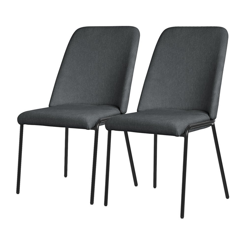 ML-DESIGN Polsterstuhl Esszimmerstühle mit Rückenlehne moderne Design Lounge Küchenstühle (2 St), Esstischstühle 2er Set Anthrazit Küchenstuhl Stahl Polyester bis 120kg von ML-DESIGN