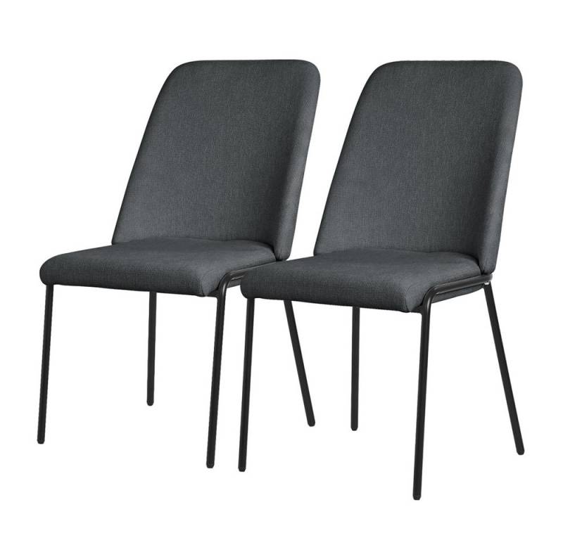 ML-DESIGN Polsterstuhl Esszimmerstühle mit Rückenlehne moderne Design Lounge Küchenstühle (2 St), Esstischstühle 2er Set Anthrazit Küchenstuhl Stahl Polyester bis 120kg von ML-DESIGN