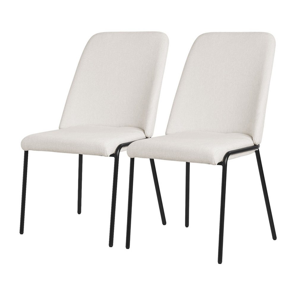 ML-DESIGN Polsterstuhl Esszimmerstühle mit Rückenlehne moderne Design Lounge Küchenstühle (2 St), Esstischstühle 2er Set Beige Küchenstuhl Stahl Polyester bis 120 kg von ML-DESIGN