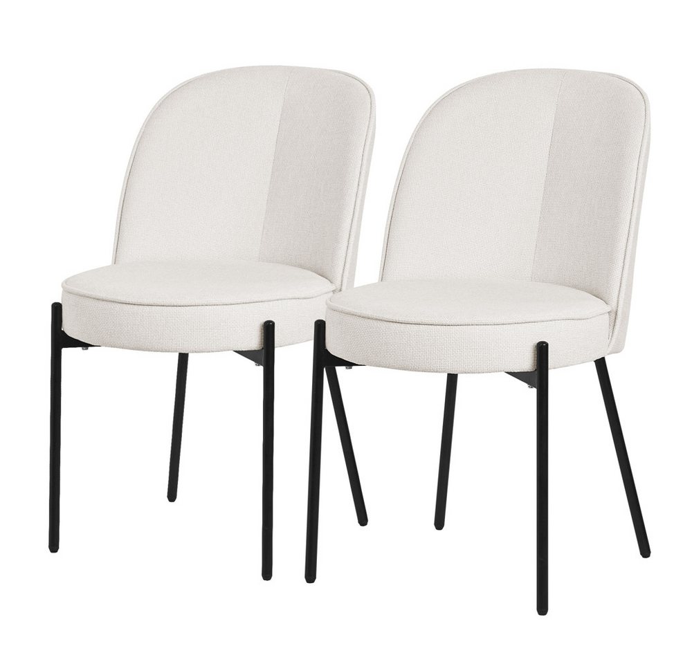 ML-DESIGN Polsterstuhl Esszimmerstühle mit Rückenlehne moderne Design Lounge Küchenstühle (2 St), Esstischstühle 2er Set Beige Küchenstuhl Stahl Polyester bis 120 kg von ML-DESIGN