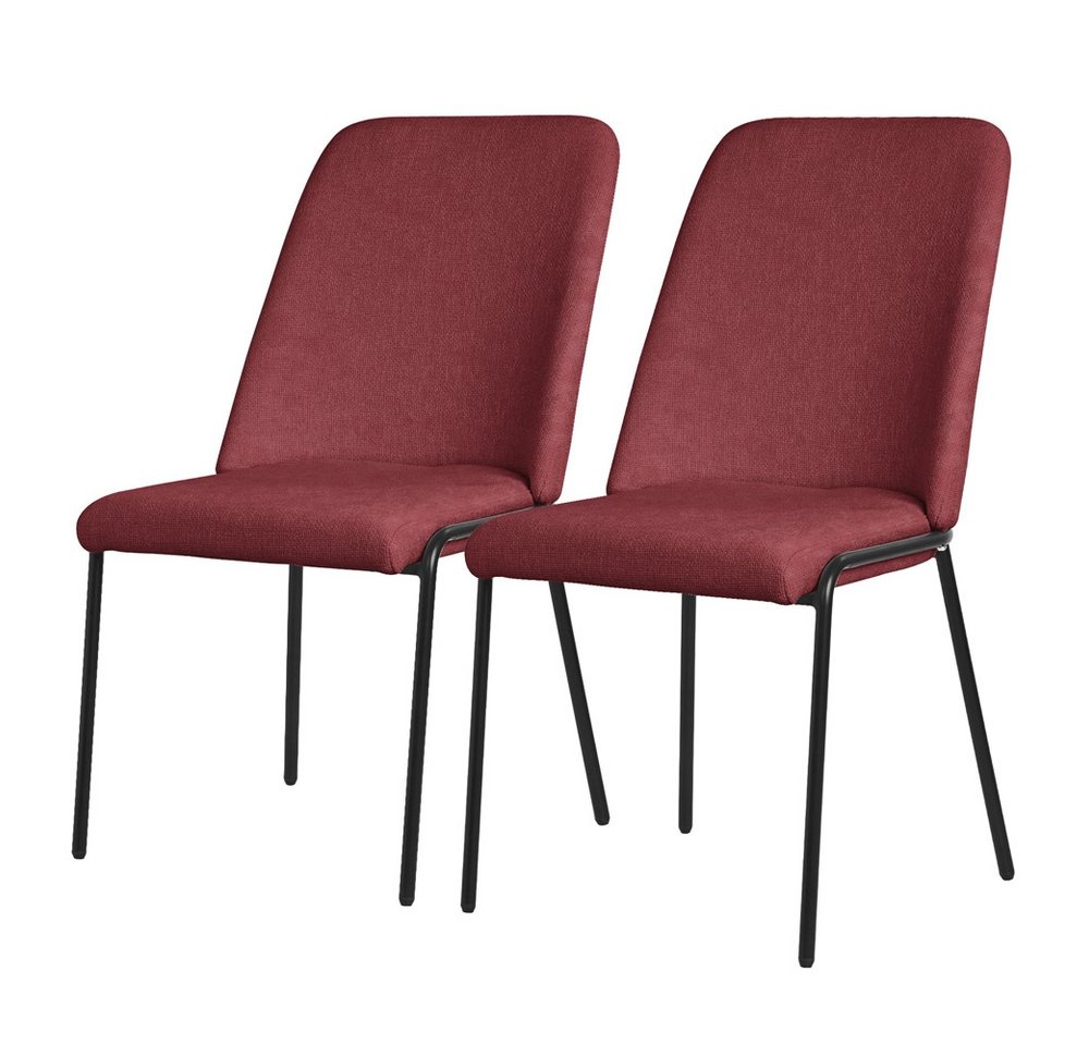ML-DESIGN Polsterstuhl Esszimmerstühle mit Rückenlehne moderne Design Lounge Küchenstühle (2 St), Esstischstühle 2er Set Rot Küchenstuhl Stahl Polyester bis 120 kg von ML-DESIGN