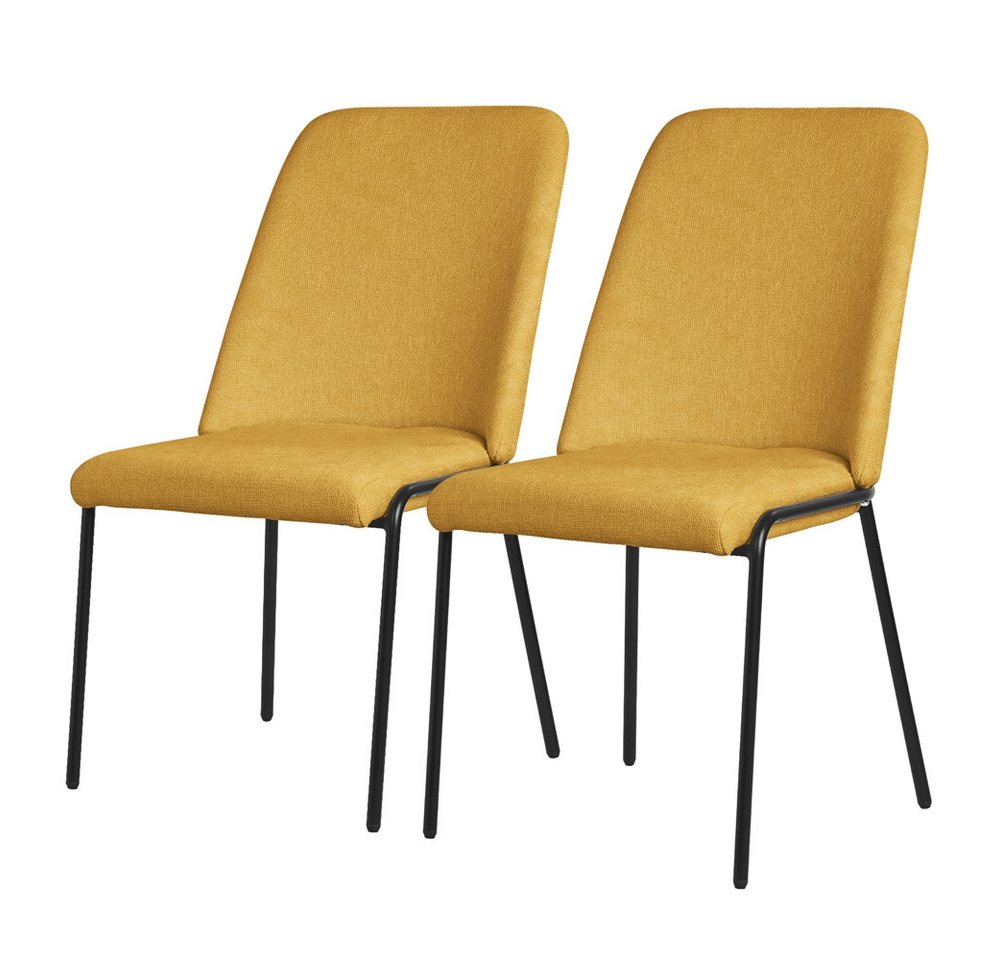 ML-DESIGN Polsterstuhl Esszimmerstühle mit Rückenlehne moderne Design Lounge Küchenstühle (2 St), Esstischstühle 2er Set Senf Küchenstuhl Stahl Polyester bis 120 kg von ML-DESIGN