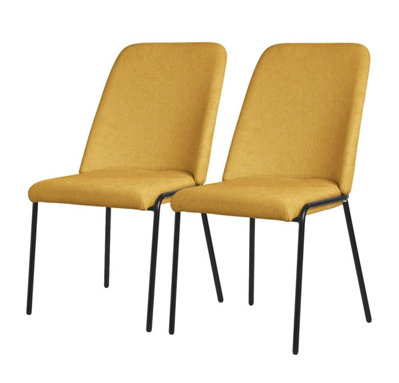 ML-DESIGN Polsterstuhl Esszimmerstühle mit Rückenlehne moderne Design Lounge Küchenstühle (2 St), Esstischstühle 2er Set Senf Küchenstuhl Stahl Polyester bis 120 kg von ML-DESIGN
