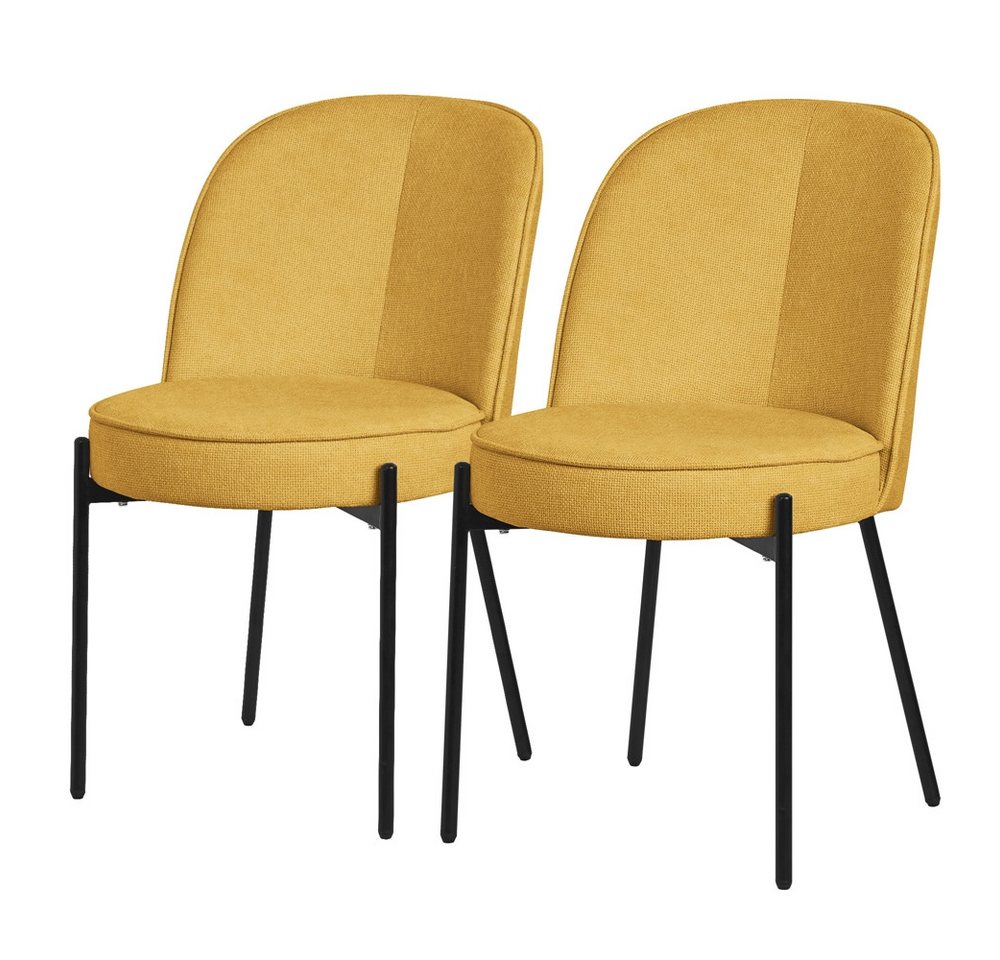 ML-DESIGN Polsterstuhl Esszimmerstühle mit Rückenlehne moderne Design Lounge Küchenstühle (2 St), Esstischstühle 2er Set Senf Küchenstuhl Stahl Polyester bis 120 kg von ML-DESIGN