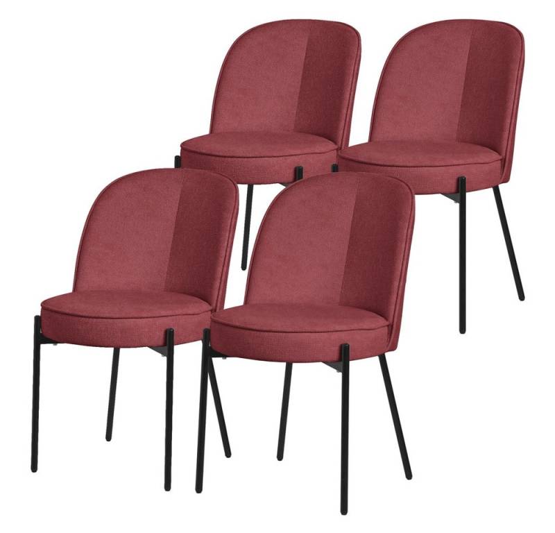ML-DESIGN Polsterstuhl Esszimmerstühle mit Rückenlehne moderne Design Lounge Küchenstühle (4 St), Esstischstühle 4er Set Rot Küchenstuhl Stahl Polyester bis 120 kg von ML-DESIGN