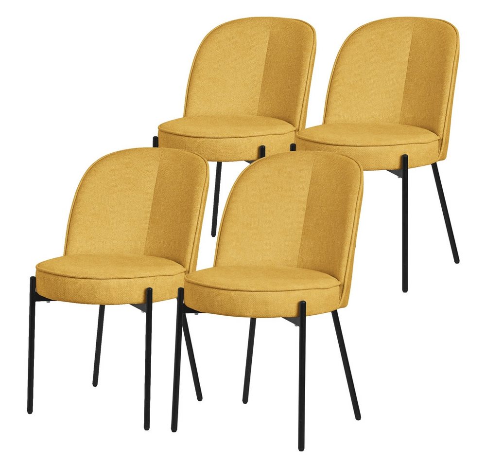 ML-DESIGN Polsterstuhl Esszimmerstühle mit Rückenlehne moderne Design Lounge Küchenstühle (4 St), Esstischstühle 4er Set Senf Küchenstuhl Stahl Polyester bis 120 kg von ML-DESIGN