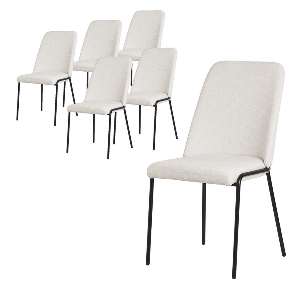 ML-DESIGN Polsterstuhl Esszimmerstühle mit Rückenlehne moderne Design Lounge Küchenstühle (6 St), Esstischstühle 6er Set Beige Küchenstuhl Stahl Polyester bis 120 kg von ML-DESIGN