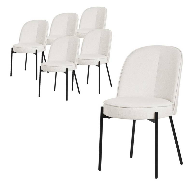 ML-DESIGN Polsterstuhl Esszimmerstühle mit Rückenlehne moderne Design Lounge Küchenstühle (6 St), Esstischstühle 6er Set Beige Küchenstuhl Stahl Polyester bis 120 kg von ML-DESIGN