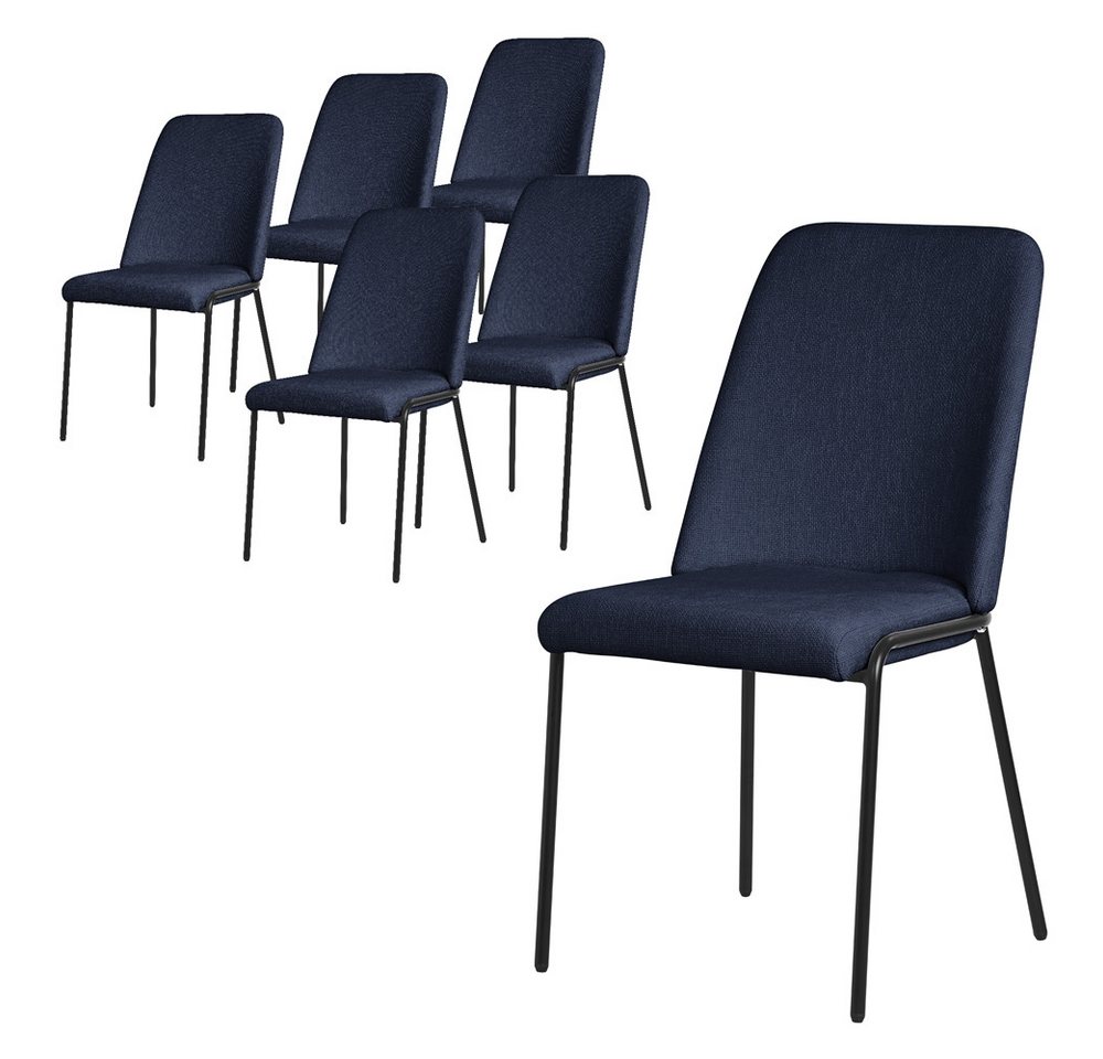 ML-DESIGN Polsterstuhl Esszimmerstühle mit Rückenlehne moderne Design Lounge Küchenstühle (6 St), Esstischstühle 6er Set Dunkelblau Küchenstuhl Polyester bis 120 kg von ML-DESIGN