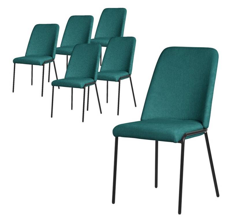 ML-DESIGN Polsterstuhl Esszimmerstühle mit Rückenlehne moderne Design Lounge Küchenstühle (6 St), Esstischstühle 6er Set Petrol Küchenstuhl Stahl Polyester bis 120 kg von ML-DESIGN